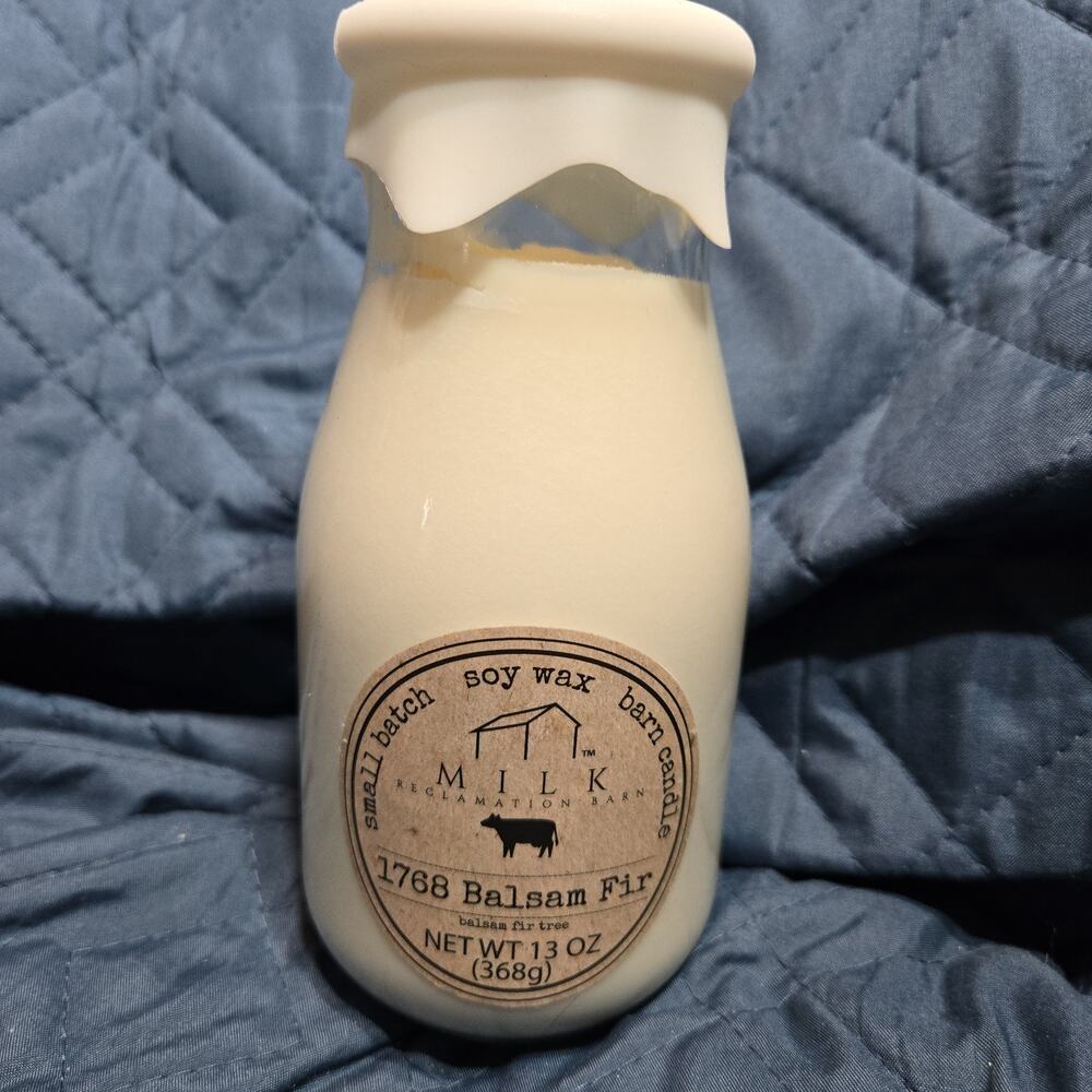 Milk Reclamation Barn Milk Bottle Candle 13 oz. 1768 Balsam Fir Scent